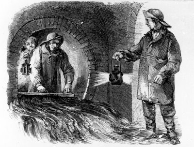 Limpieza de las alcantarillas, ilustración de 
