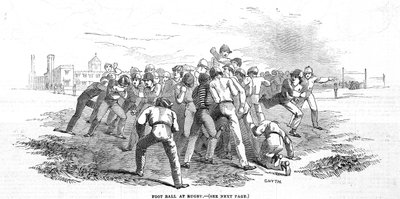 Fútbol en Rugby, de The Illustrated London News, 20 de diciembre de 1845 de English School
