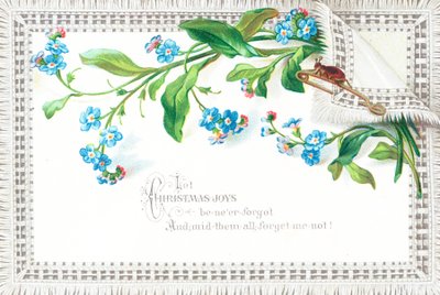 Flores de nomeolvides, tarjeta de Navidad de English School
