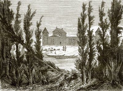 Fuerte Edmonton, en el alto río Saskatchewan de English School