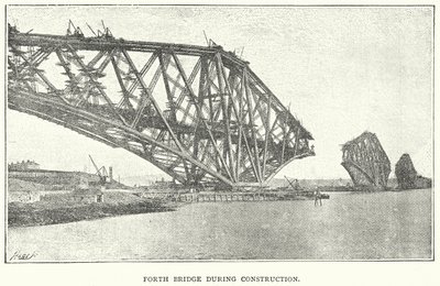 El puente Forth durante su construcción (grabado) de English School