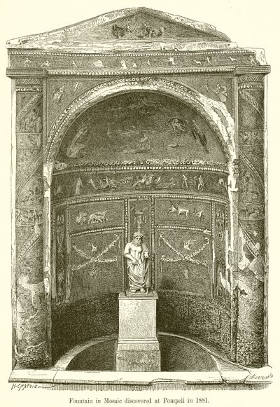 Fuente en mosaico descubierta en Pompeya en 1881 de English School
