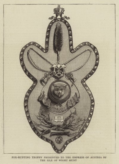 Trofeo de caza de zorros presentado a la emperatriz de Austria por la caza de la Isla de Wight (grabado) de English School