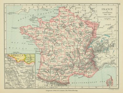 Francia en departamentos (litografía en color) de English School