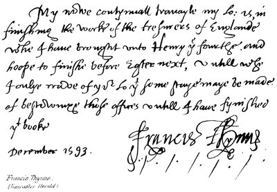 Francis Thynne, Heraldo de Lancaster de English School