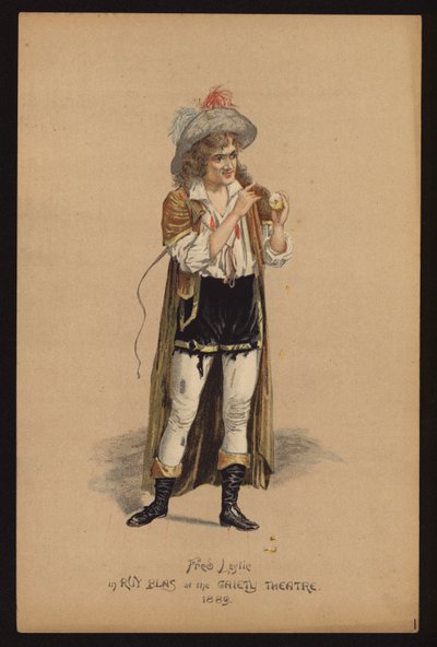 Fred Leslie, actor y cantante inglés (litografia en color) de English School