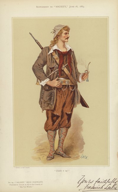 Frederick Leslie, como Rip en la Comedia de Rip Van Winkle (litografía en color) de English School
