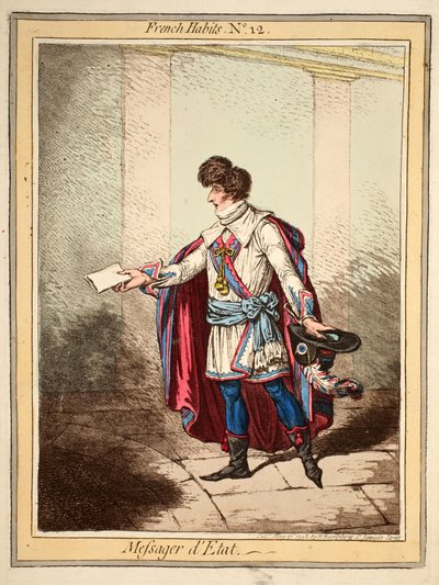 Hábitos franceses No. 12, Mensajero de Estado, pub por H. Humphreys 21 de mayo de 1798 de English School