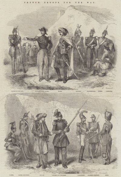Tropas Francesas para la Guerra (grabado) de English School