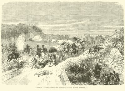 Captura de vagones de provisiones prusianos por los franceses antes de Thionville, septiembre 1870 de English School