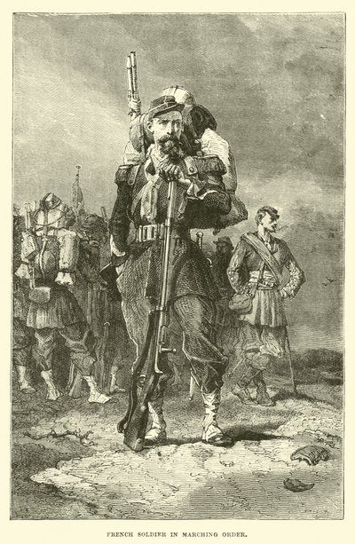 Soldado francés en orden de marcha de English School