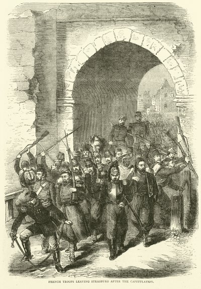 Tropas francesas dejando Estrasburgo después de la capitulación, septiembre 1870 de English School