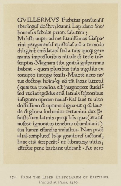 Del Liber Epistolarum de Barzizius, impreso en París de English School