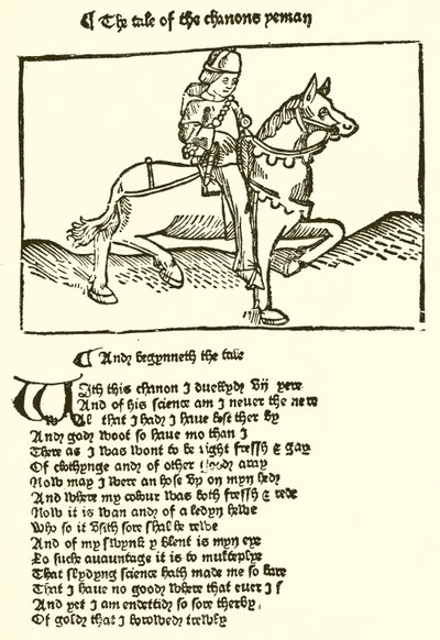 De la segunda edición de los Cuentos de Canterbury de Chaucer impresa por Caxton de English School