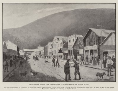 Calle Front, Dawson City, mirando al oeste, como apareció en el verano de 1898 de English School