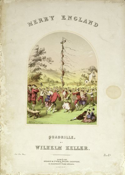 Portada de la partitura de Merry England, una cuadrilla por Wilhelm Keller de English School