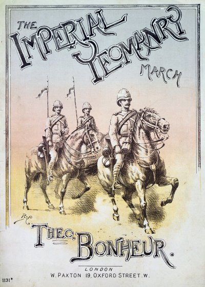 Portada de la partitura de The Imperial Yeomanry March por Theon Bonheur de English School