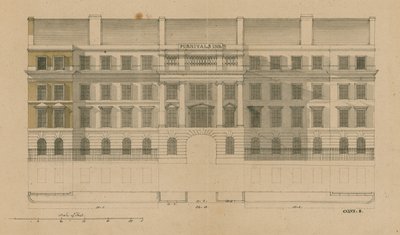 Elevación frontal de Furnivals Inn, Holborn, Londres de English School