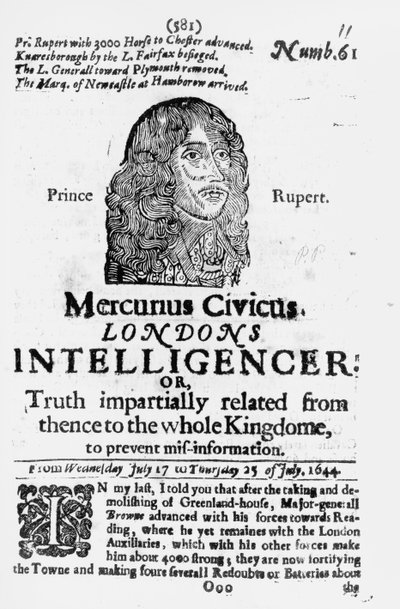 Portada de Mercurius Civicus, publicado en 1644 de English School