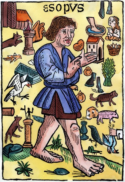 Frontispicio de las "Fábulas" de Esopo, ediciones impresas en Inglaterra por William Caxton (1422? - 1491) de English School
