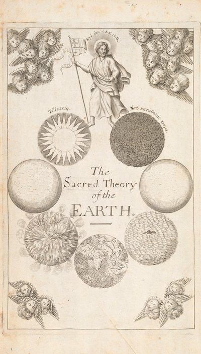 Frontispicio de La Teoría de la Tierra por Thomas Burnet, Londres, 1684 de English School