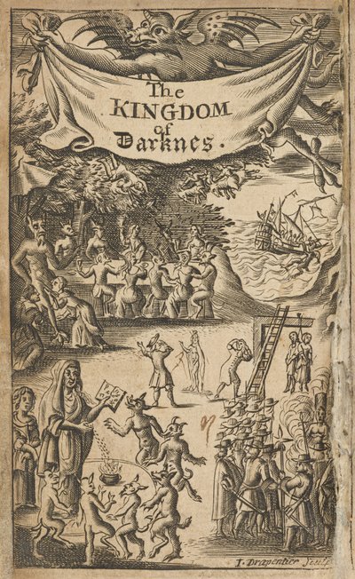 Frontispicio de Nathaniel Crouch, The Kingdom of Darkness (Londres: Impreso para Nath. Crouch de English School