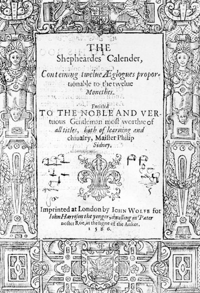 Frontispicio de The Shepheardes Calender de Esmond Spenser (1552-99), publicado en 1586 de English School