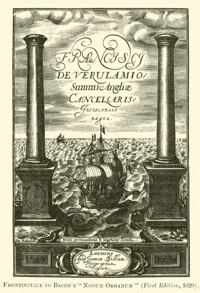Frontispicio del Novum Organum de Bacon de English School