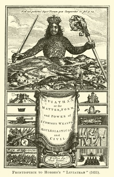 Frontispicio del Leviatán de Hobbes, 1651 de English School