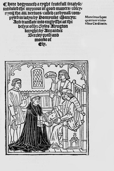 Frontispicio de Myrrour of good maners 1523 de English School