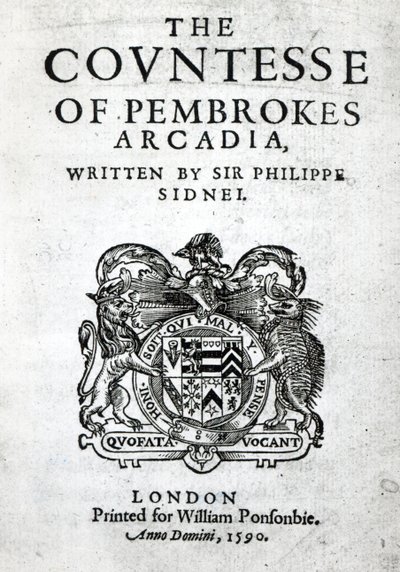 Frontispicio de La Arcadia de la Condesa de Pembroke por Sir Philip Sidney, 1590 de English School