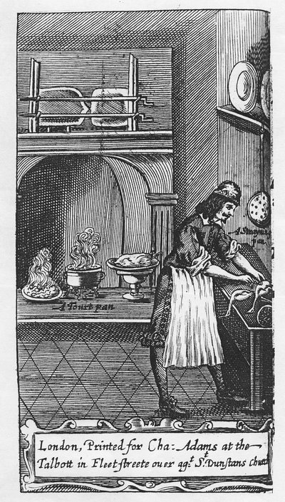 Frontispicio de The French Cook por La Varenne, 1653 de English School