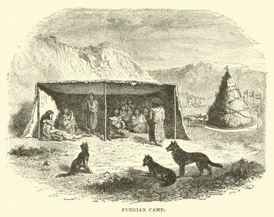 Campamento fueguino, Tierra del Fuego, 1890 de English School
