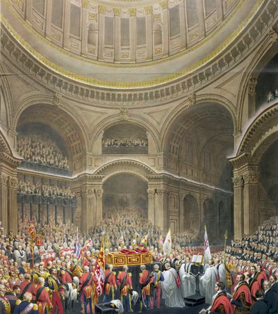 Funeral de Arthur Wellesley (1769-1852) Duque de Wellington en la Catedral de San Pablo, grabado por J. Thomson y E.J. Parris, 1852 de English School