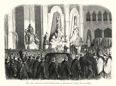 Funeral de Lord Palmerston, en la Abadía de Westminster, 27 de octubre de 1865 (grabado) de English School