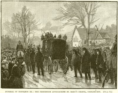 Funeral de Napoleón III: La procesión acercándose a la Capilla de Santa María, Chislehurst de English School