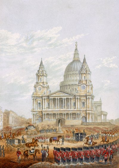 Funeral del difunto duque de Wellington (litografía en color) de English School