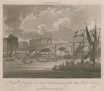 Procesión fúnebre por agua con los restos del difunto Lord Nelson de English School