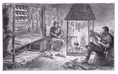 Tramperos de pieles en Canadá, 1880 de English School