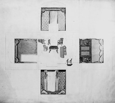 Mobiliario para una pequeña sala de estar, Gillows and Co, 1822 de English School