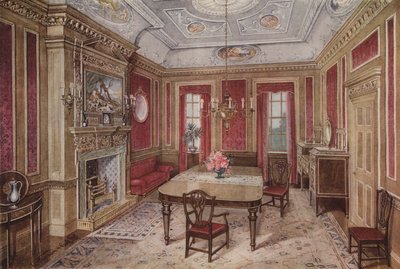 Mobiliario para un comedor de principios del siglo XVIII (litografía en color) de English School