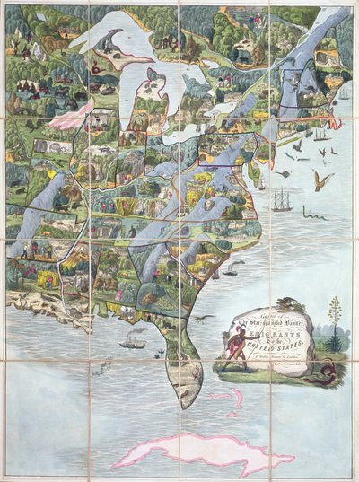 Juego del Star-Spangled Banner o Emigrantes a los Estados Unidos, juego de mesa c.1860 de English School