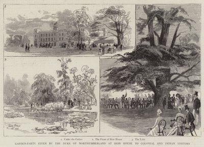 Fiesta en el jardín ofrecida por el duque de Northumberland en Sion House a visitantes coloniales e indios de English School