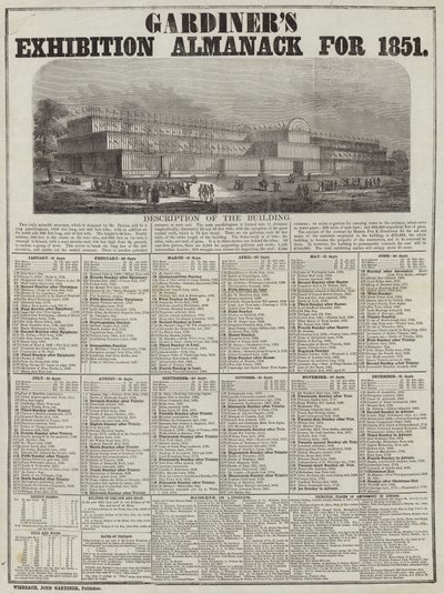 Almanaque de la exposición de Gardiners para 1851 de English School