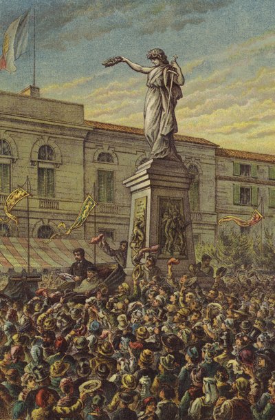 Garibaldi desvelando el Memorial de Mentana en Milán de English School