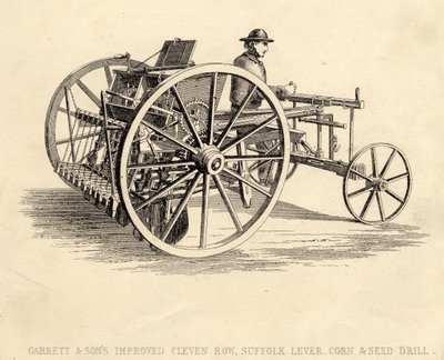 Garrett y Sons Mejorado Cleven Row Suffolk Taladro de Maíz y Semillas de English School