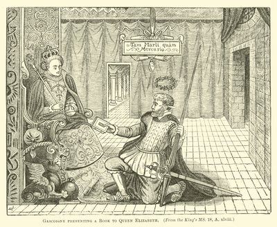 Gascoigne presentando un libro a la Reina Isabel de English School
