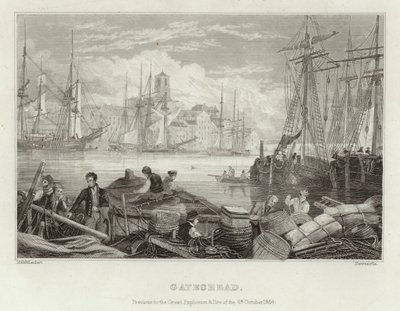 Gateshead antes de la gran explosión e incendio del 6 de octubre de 1854 de English School