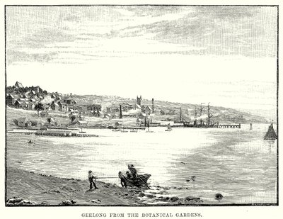 Geelong desde el Jardín Botánico (grabado) de English School