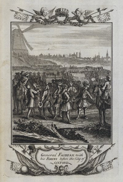 El general Fairfax con sus fuerzas ante la ciudad de Oxford (grabado) de English School